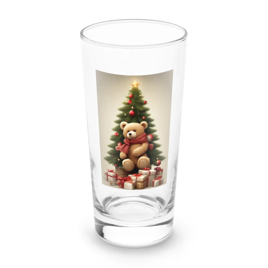 규리shopのクリスマス テディーベアの思い出 Long Sized Water Glass :front