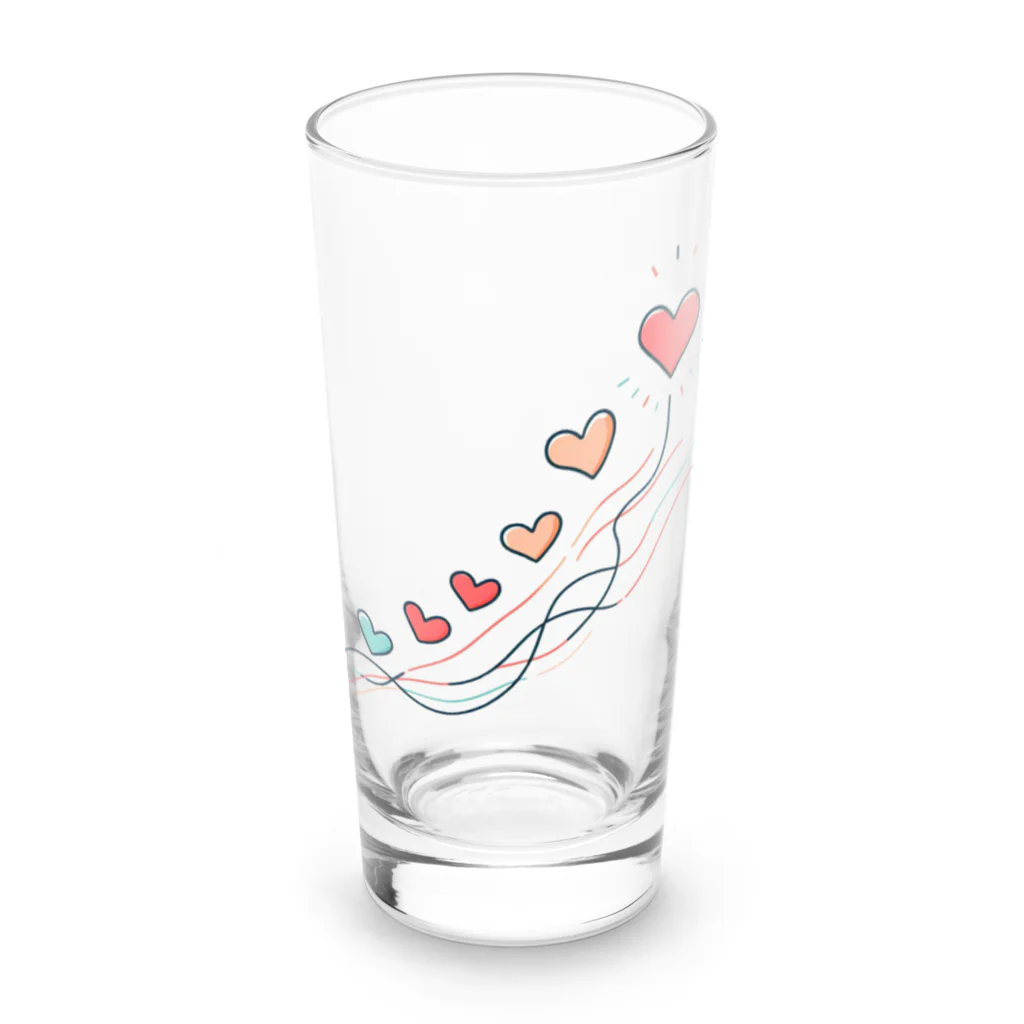 終わらない夢🌈の軽やかに舞うハート🩷 Long Sized Water Glass :front