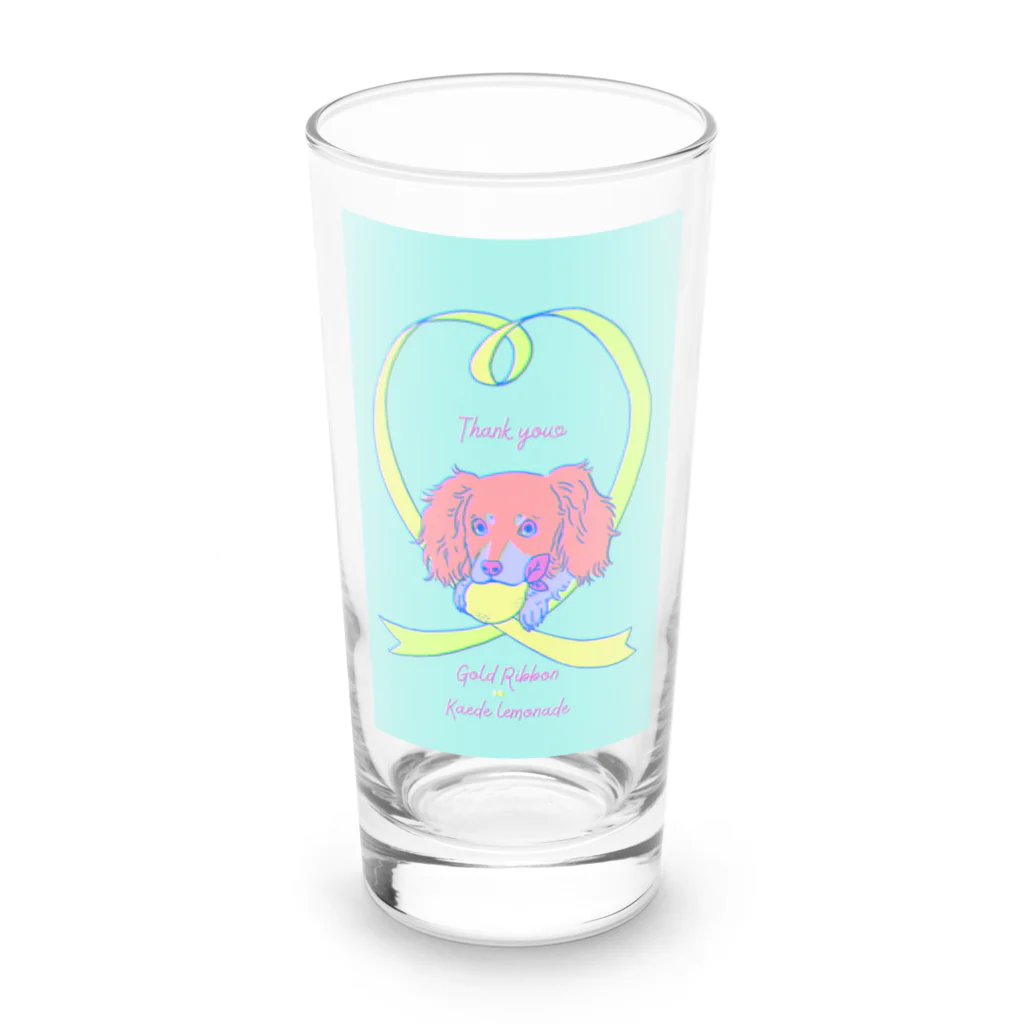 Kaede  lemonadeのダックスとレモンとゴールドリボン Long Sized Water Glass :front