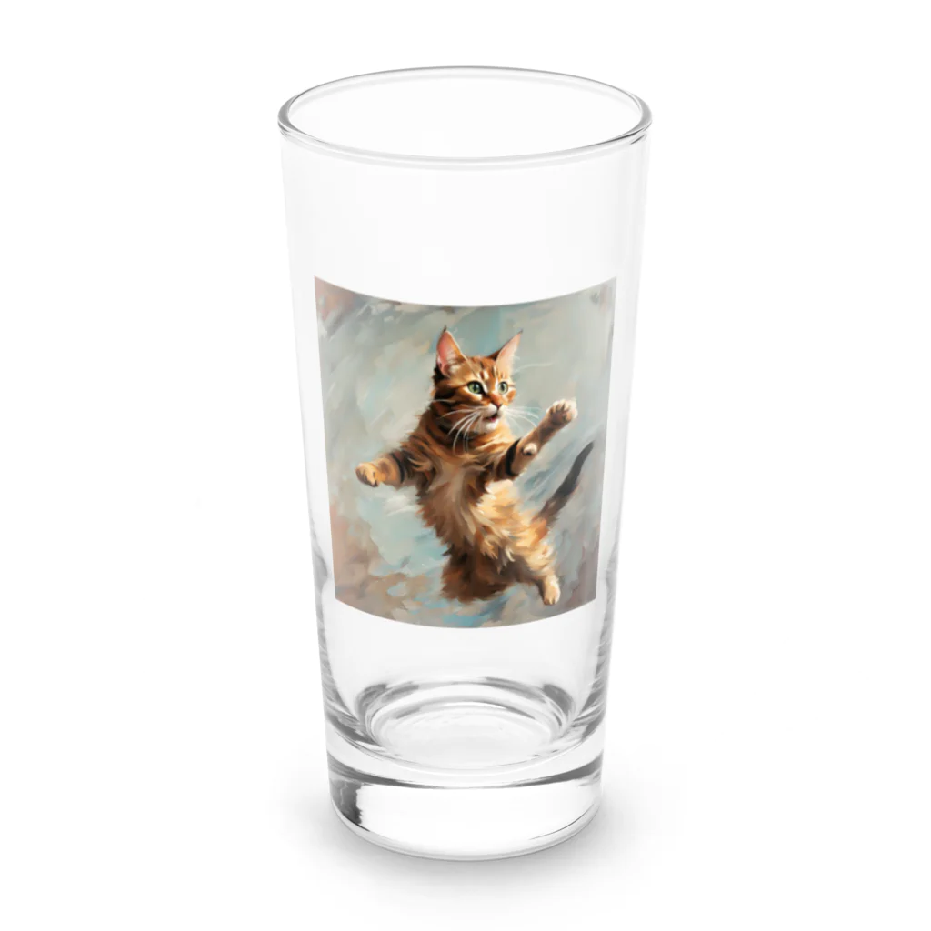 kimagireの跳ねネコ Long Sized Water Glass :front