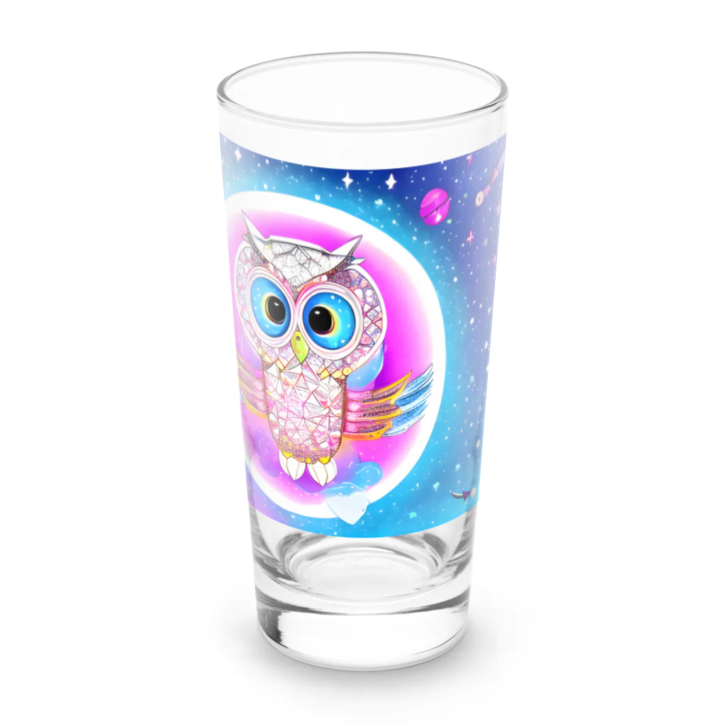 Moichi Designs Shop-2023のフクロウの宇宙飛行士 Long Sized Water Glass :front