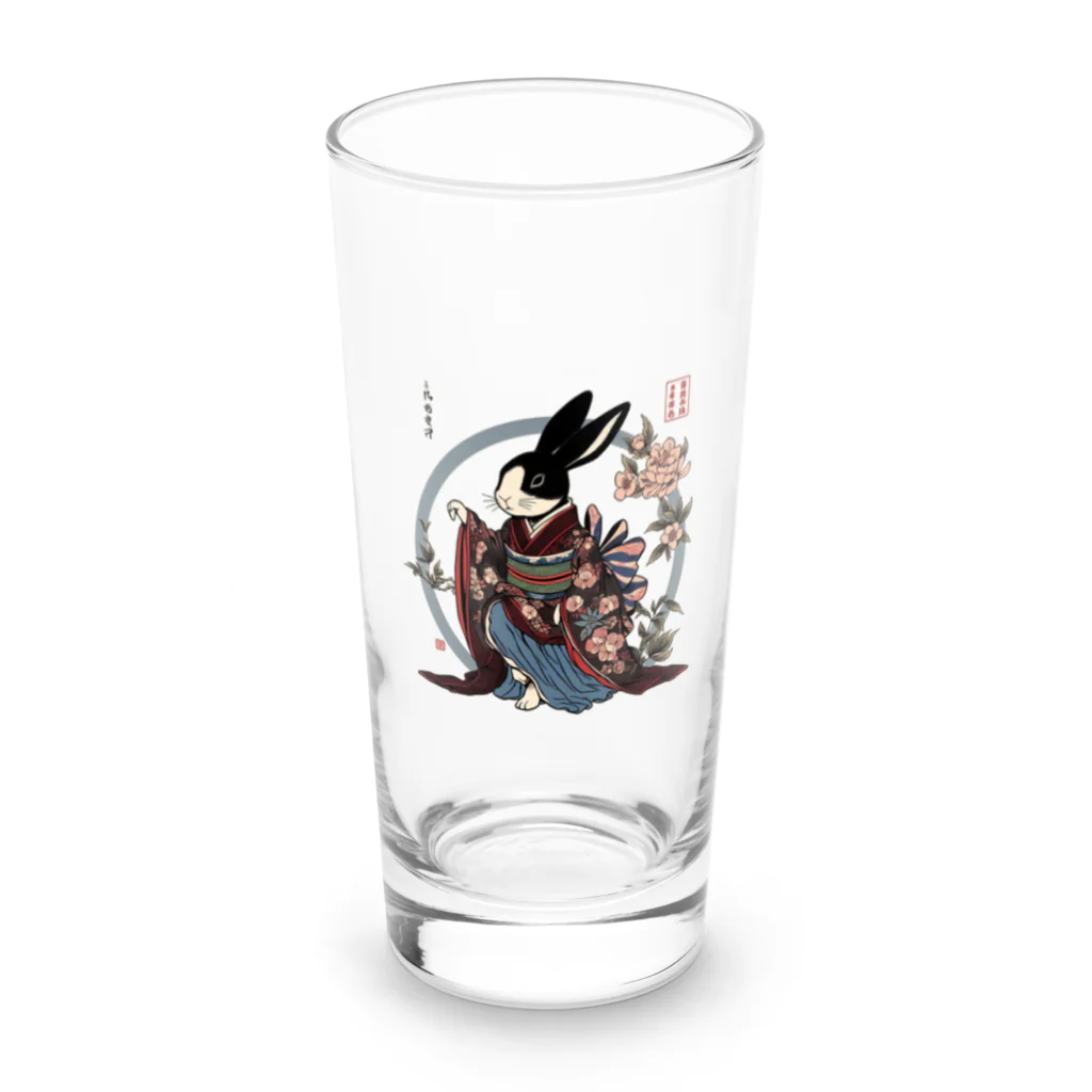 𝙍𝙖𝙗𝙗𝙞𝙩 𝙃𝙤𝙪𝙨𝙚の和服うさぎ Long Sized Water Glass :front