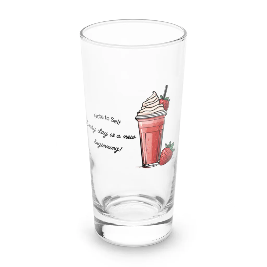 Love and peace to allのストロベリーフラペチーノとメッセージ Long Sized Water Glass :front