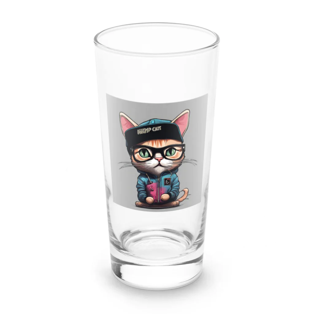 非常口社長のヒップホップ猫 Long Sized Water Glass :front