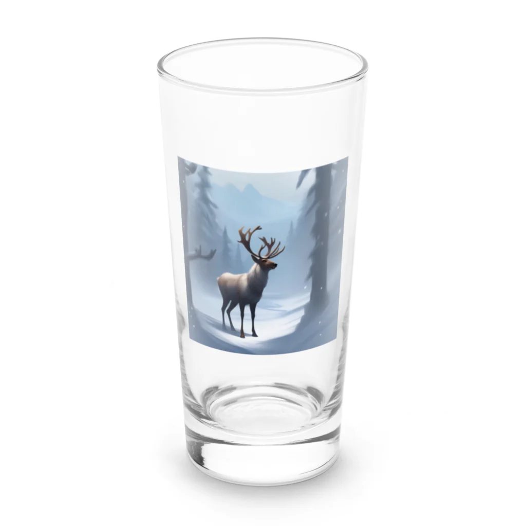 うねうねキャッチのクリスマスのトナカイ Long Sized Water Glass :front