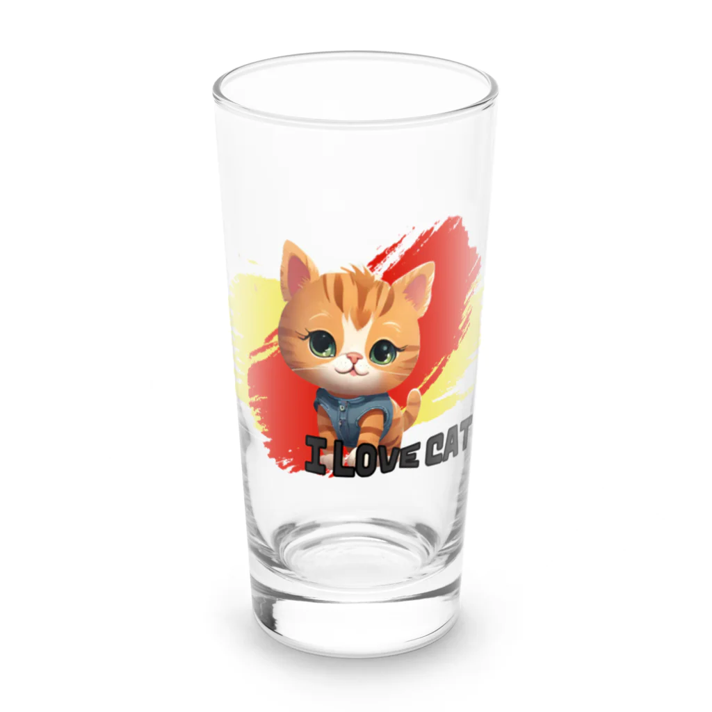 てつくんのお店のI LOVE CAT  by tetsukun オリジナルデザイン Long Sized Water Glass :front