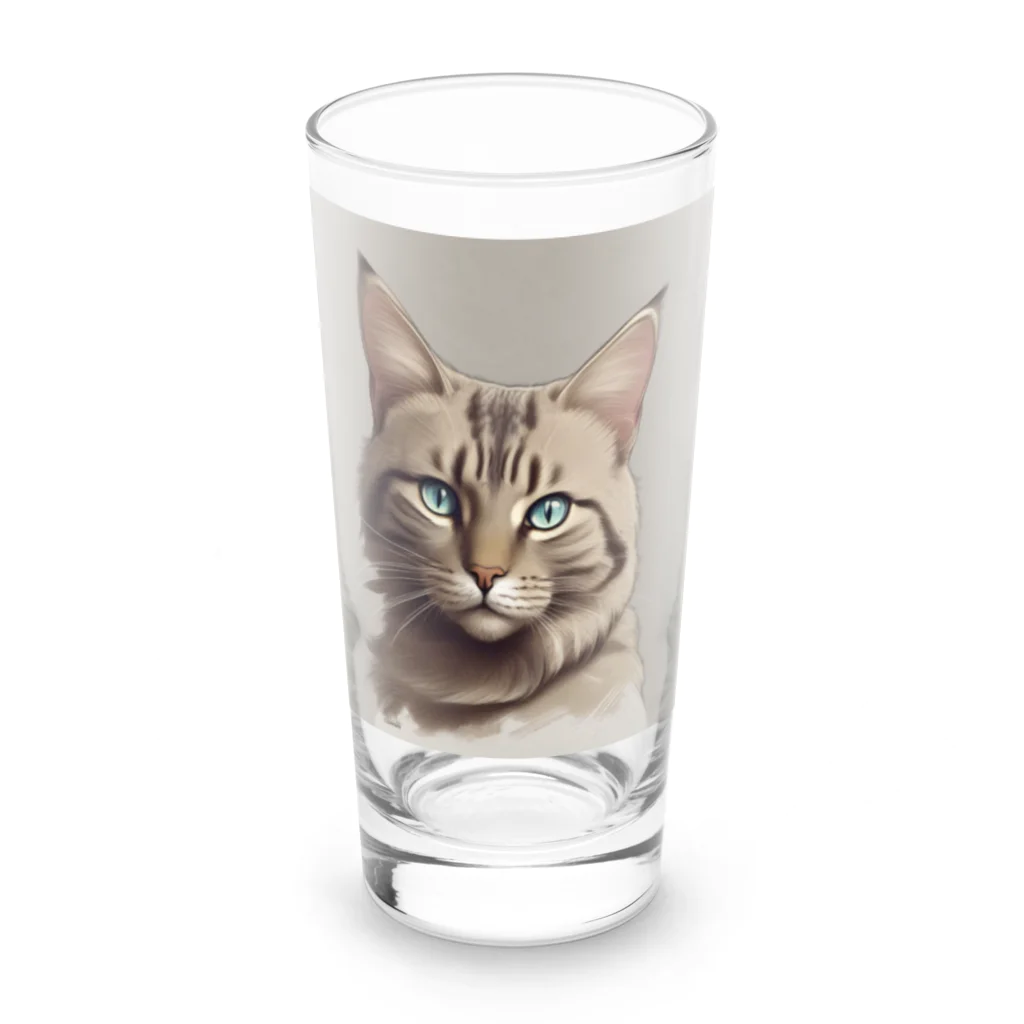 うねうねキャッチのエレガントなネコ Long Sized Water Glass :front