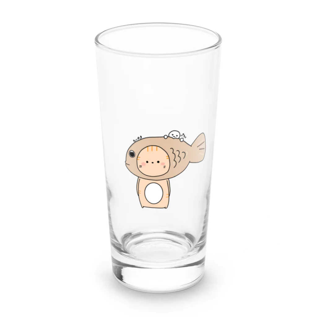 ama_mimi8のたいやきをかぶるねこ Long Sized Water Glass :front