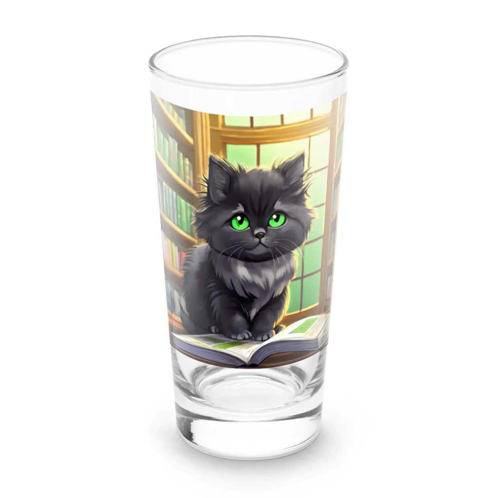 yoiyononakaの図書室の黒猫02 Long Sized Water Glass :front