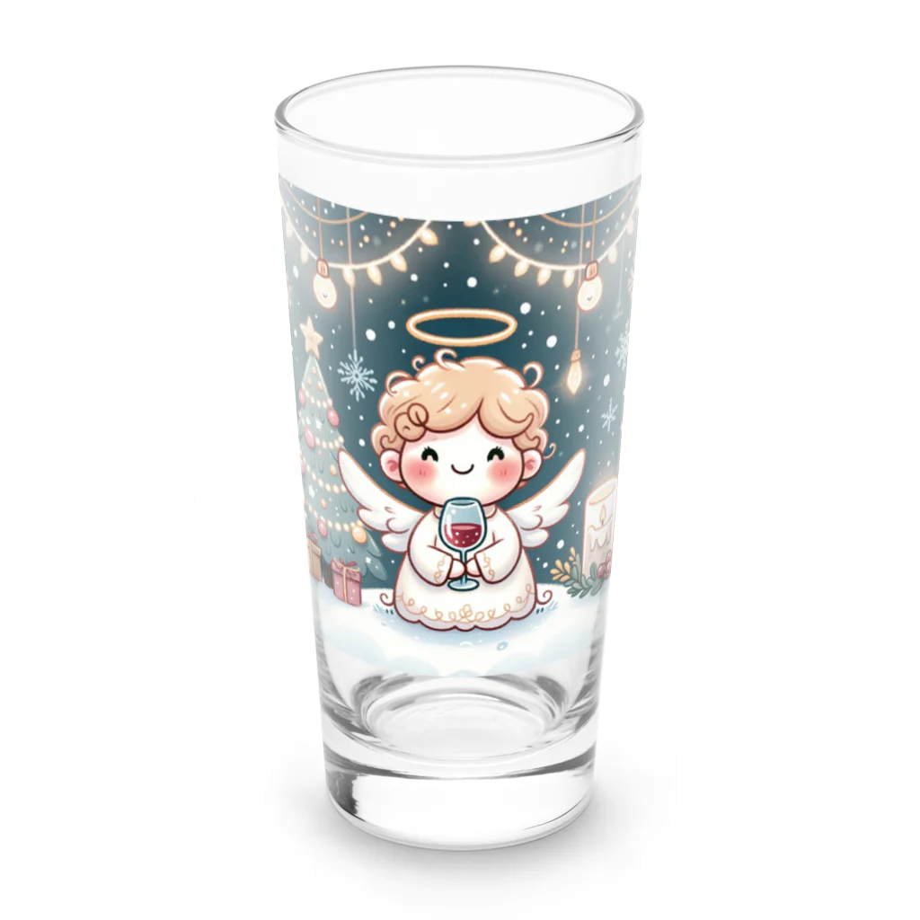 たまき工房の呑(どん)天使のクリスマスデフォルメ Long Sized Water Glass :front