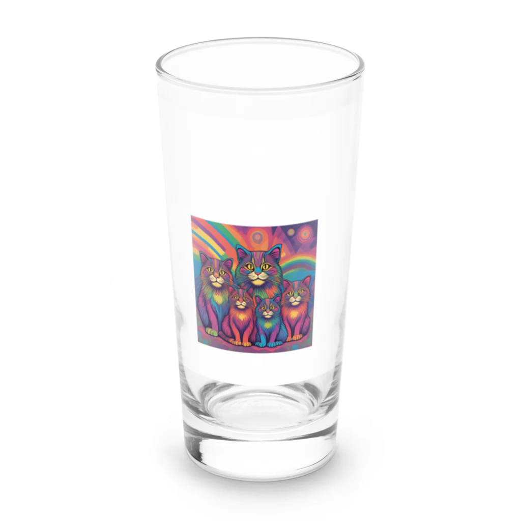 マヌル猫 Manul catのサイケなマヌル猫の家族２ Long Sized Water Glass :front