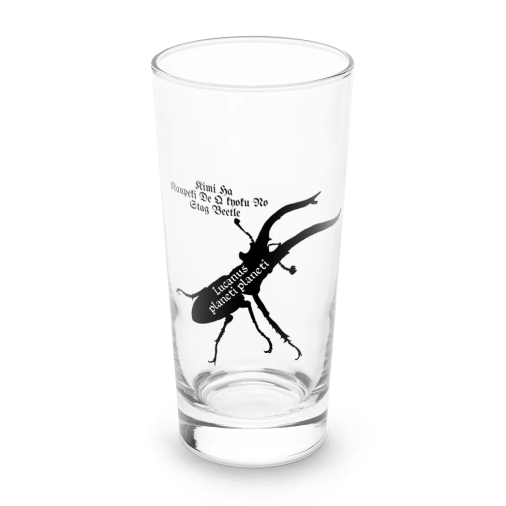 Beejouxのプラネットミヤマクワガタ時々国産ミヤマ(Black) Long Sized Water Glass :front