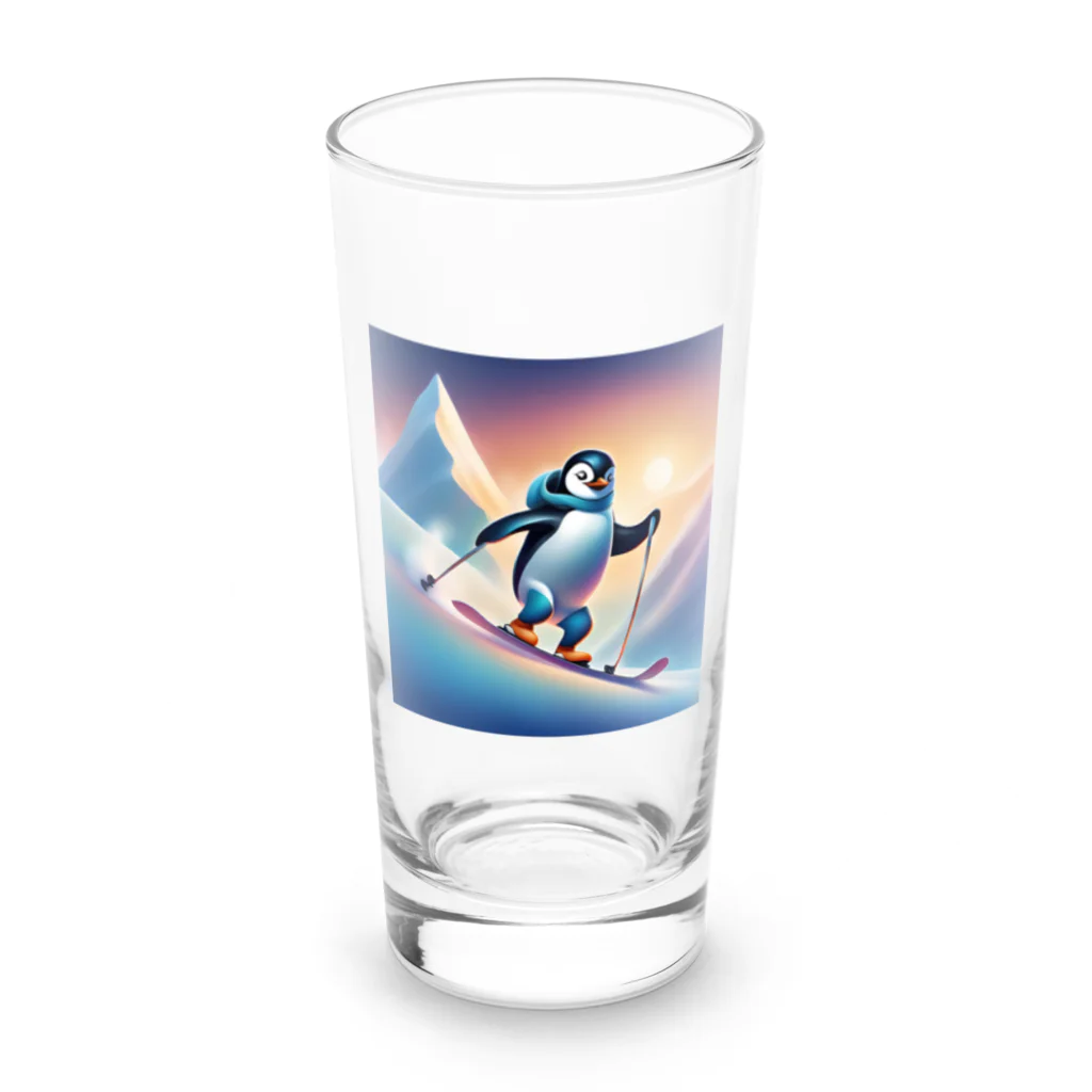 Yumexのスキーをするペンギンのペーくん Long Sized Water Glass :front