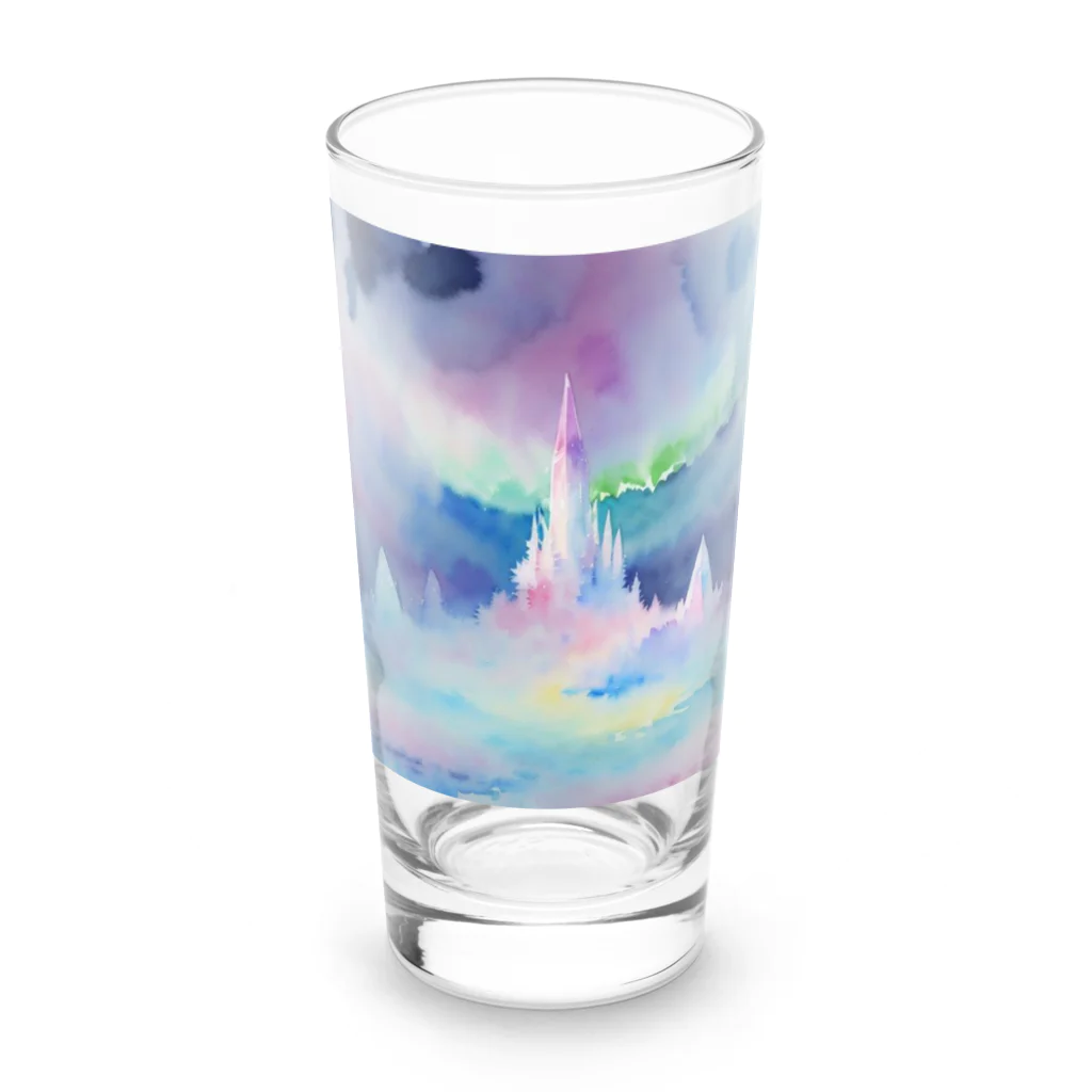 3tomo6's shopのオーロラの下に輝く結晶の城 Long Sized Water Glass :front