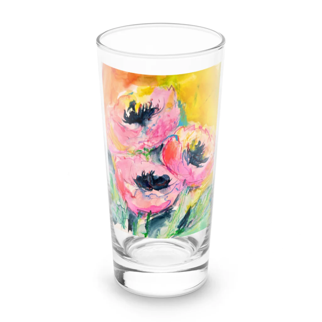 REIKOMAKINOのピンクの花 Long Sized Water Glass :front