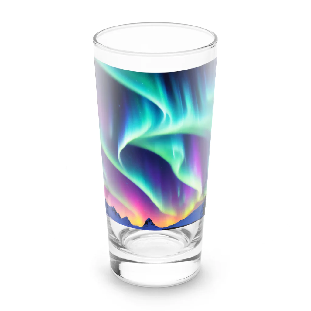 のんびりアート工房の北極のオーロラ Long Sized Water Glass :front