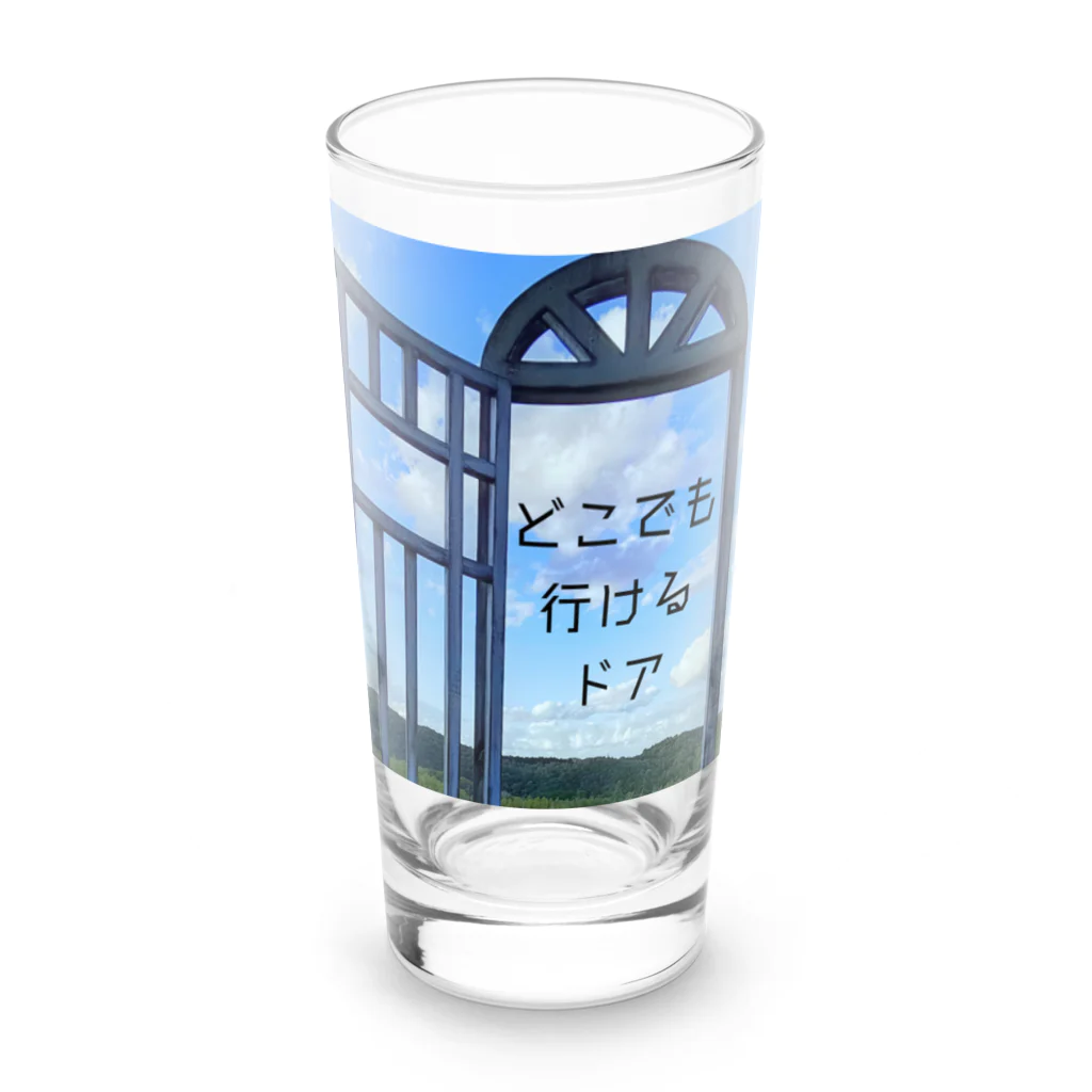 With Flowerのどこでも行けるドア Long Sized Water Glass :front