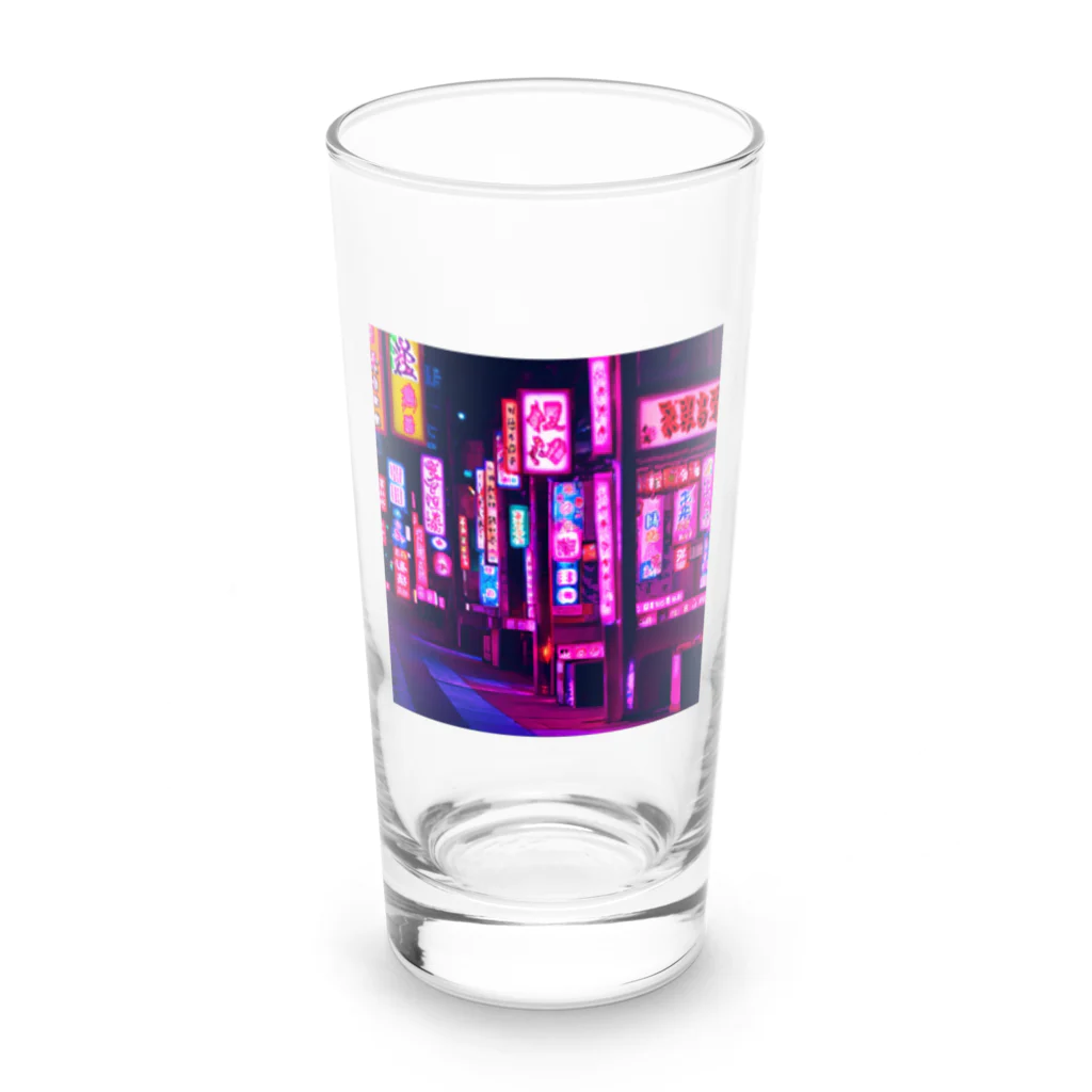 カラスと麻雀の中華的な夜の街並み Long Sized Water Glass :front