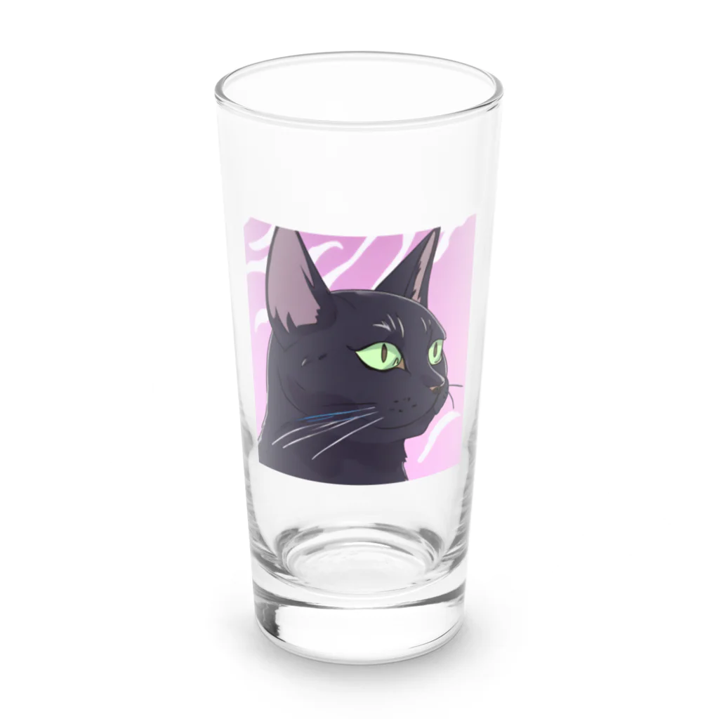 73GTCのかっこいい黒猫3 Long Sized Water Glass :front