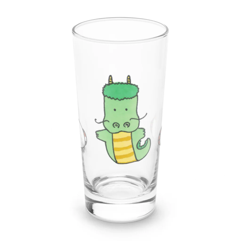 森図鑑の[森図鑑] 龍と雀とシマエナガ Long Sized Water Glass :front