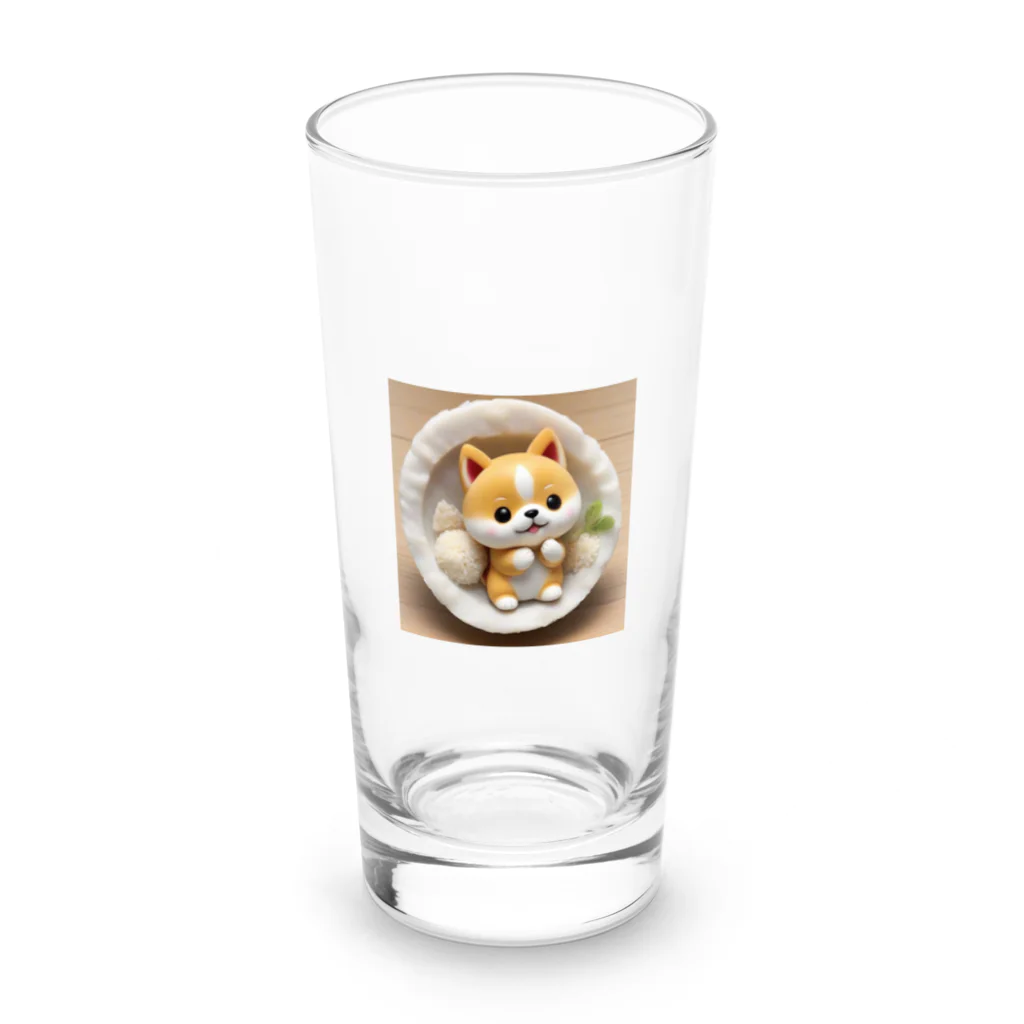 dcgnori／ワンコ画像のおむすび三角顔のしばちゃんワンプレート Long Sized Water Glass :front