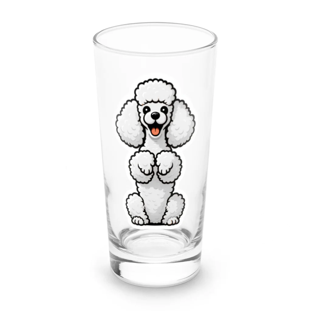 COCO SHOPのホワイトカラーのプードル（ちんちんポーズ） Long Sized Water Glass :front