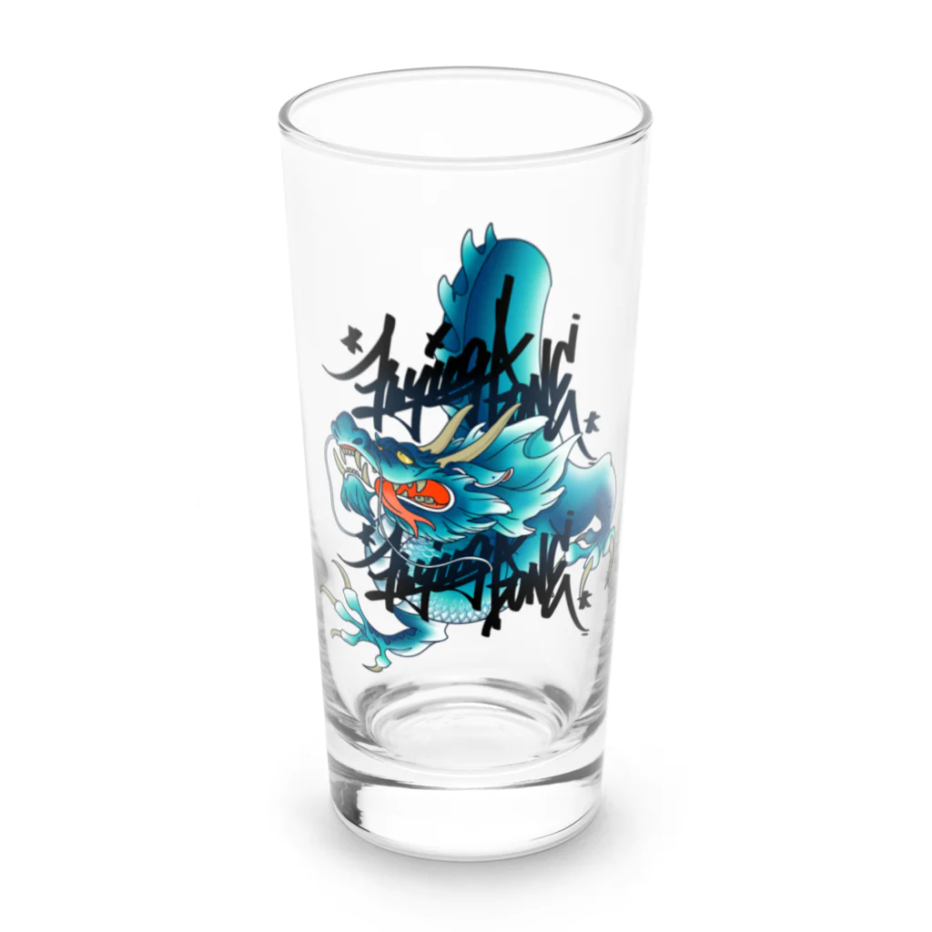 Flying boneの青《降り》龍 Long Sized Water Glass :front