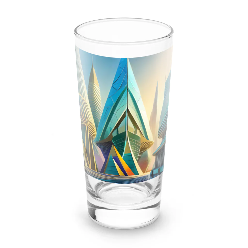 のんびりアート工房のジオメトリック都市 Long Sized Water Glass :front