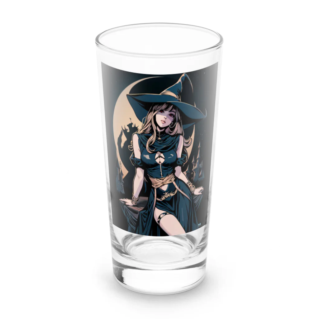 ビューティフルハードコアイラストレーション-DESIGN STOREの青いマントのブロンド魔女 Long Sized Water Glass :front