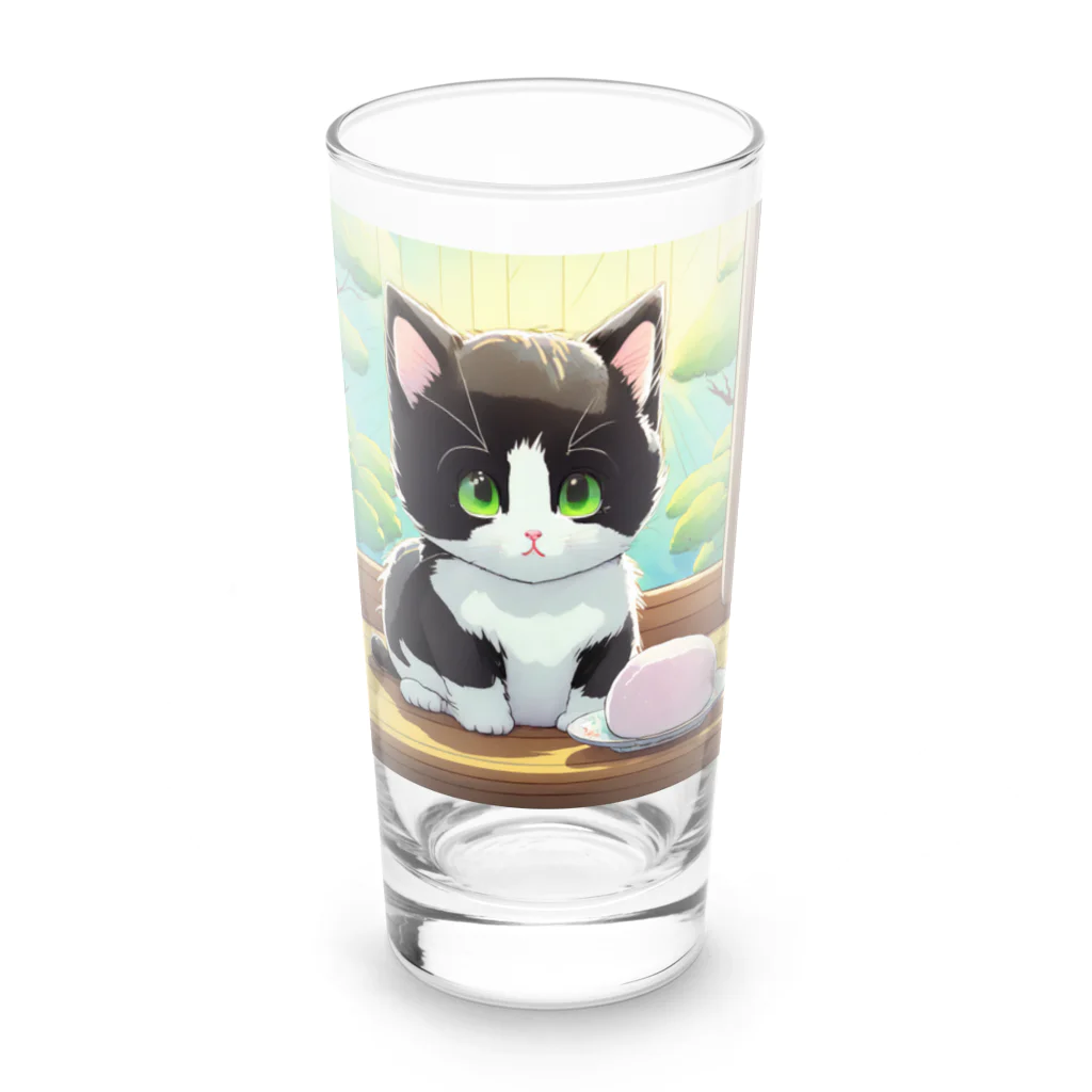 yoiyononakaのお餅と白黒猫 Long Sized Water Glass :front