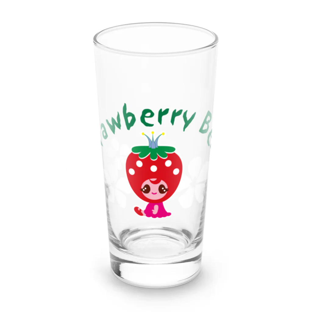 Illustrator Moca&Ram shopのいちごのお姫さまStrawberry BeBe🍓ストロベリーべべ Long Sized Water Glass :front