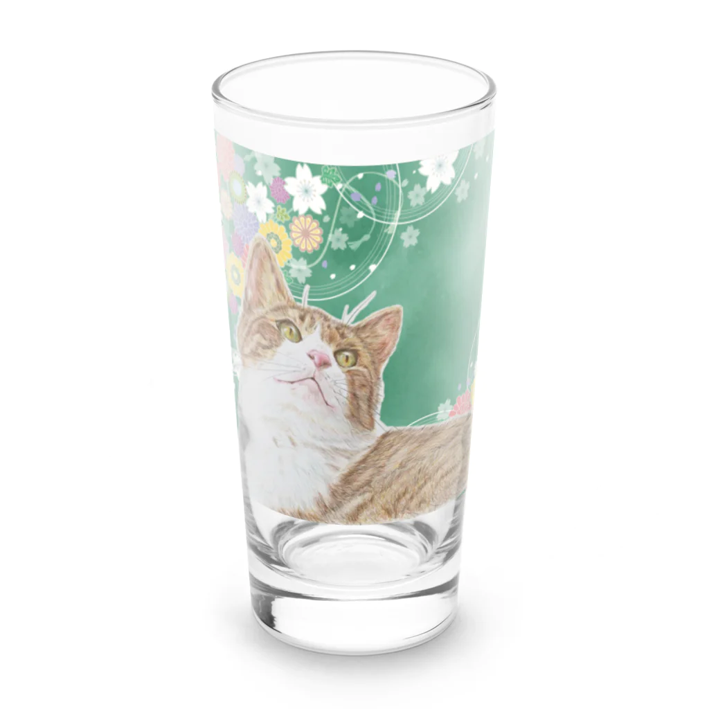 ひなみるふうてんぽん！の春爛漫、キジ白くん Long Sized Water Glass :front