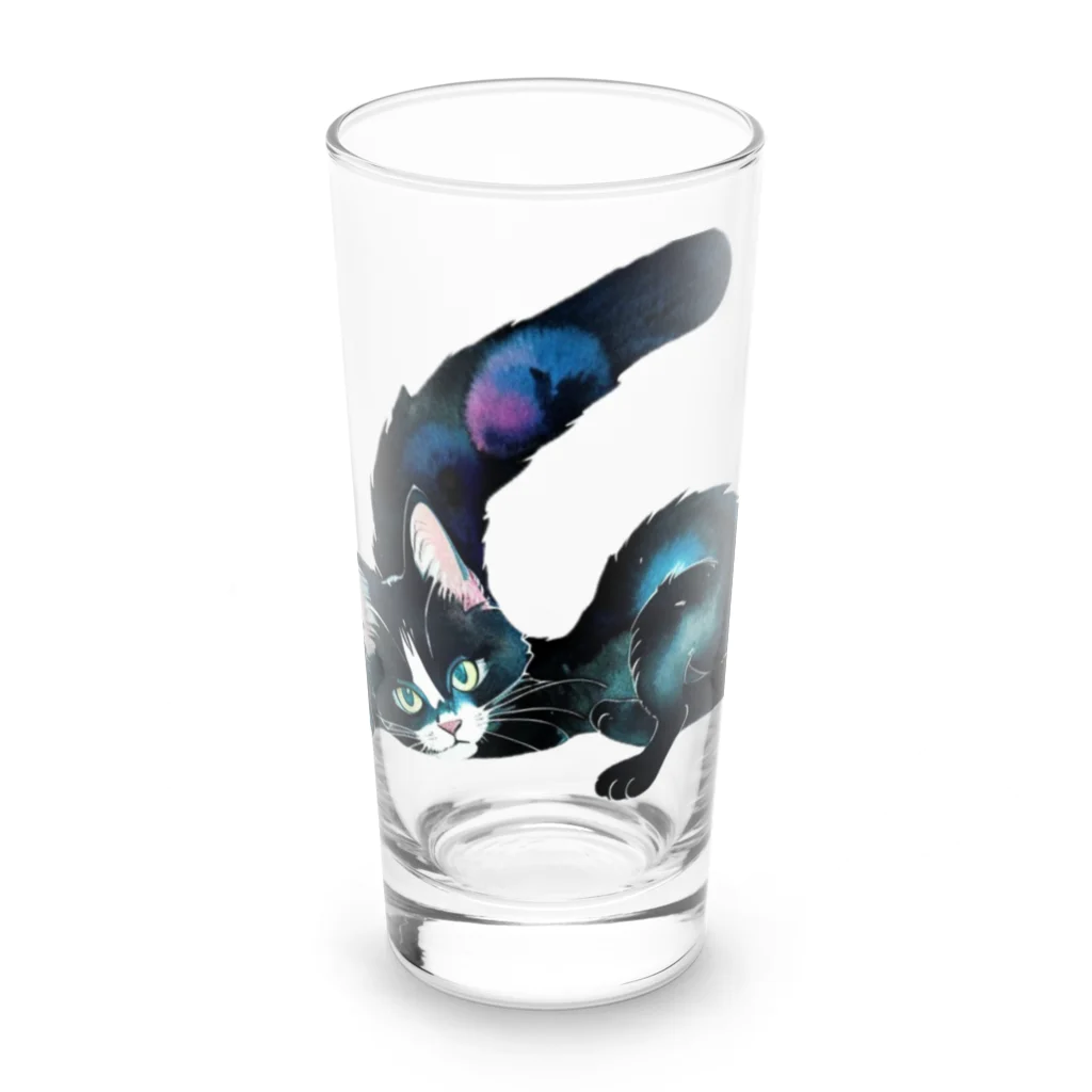 幸運のしっぽの黒猫と魔法の尻尾 Long Sized Water Glass :front