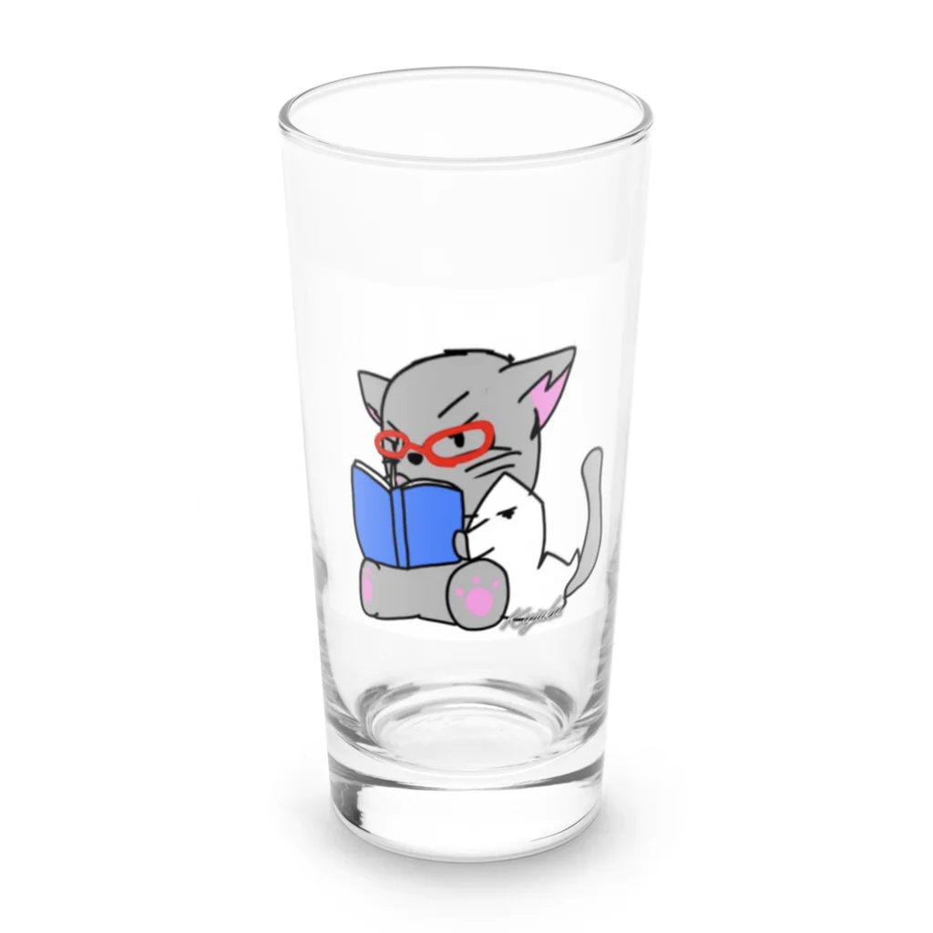 Kujakuの朗読猫 Long Sized Water Glass :front