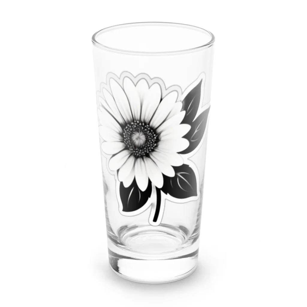 ファンシーTシャツ屋のモノクロマーガレット Long Sized Water Glass :front