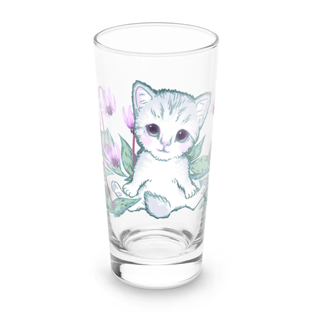 nya-mew（ニャーミュー）のカタクリニャーちゃん Long Sized Water Glass :front