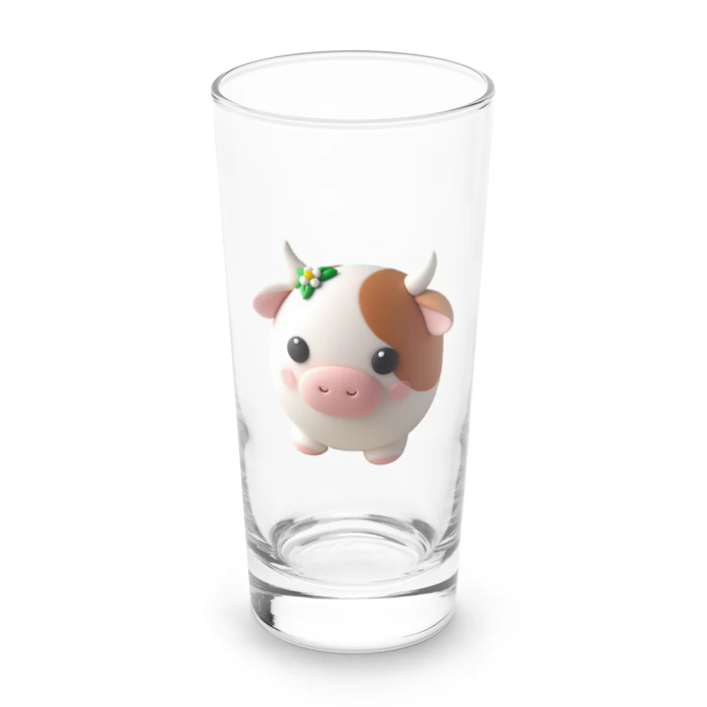 終わらない夢🌈の可愛い💕まんまる◯シリーズ✨　牛🐮 Long Sized Water Glass :front