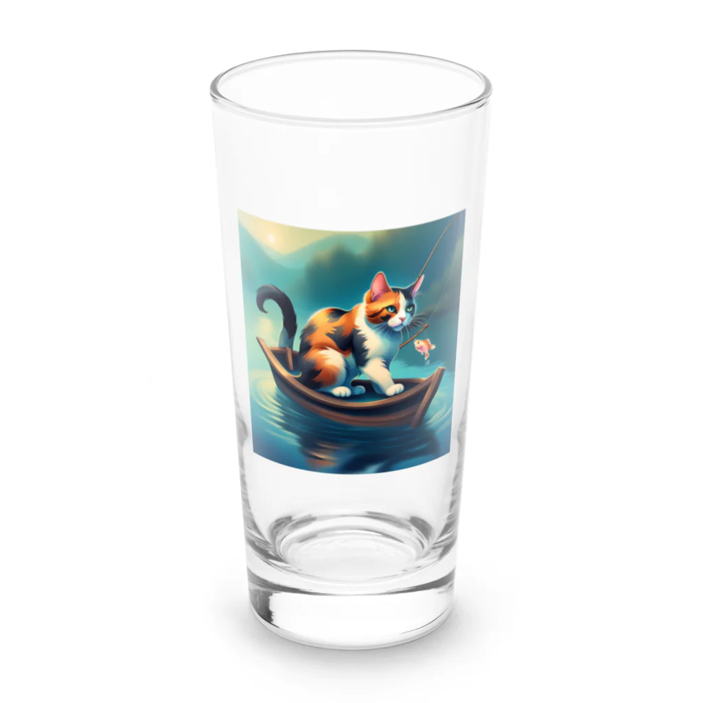 桜猫店-sakuraneko-の釣り猫君 Long Sized Water Glass :front