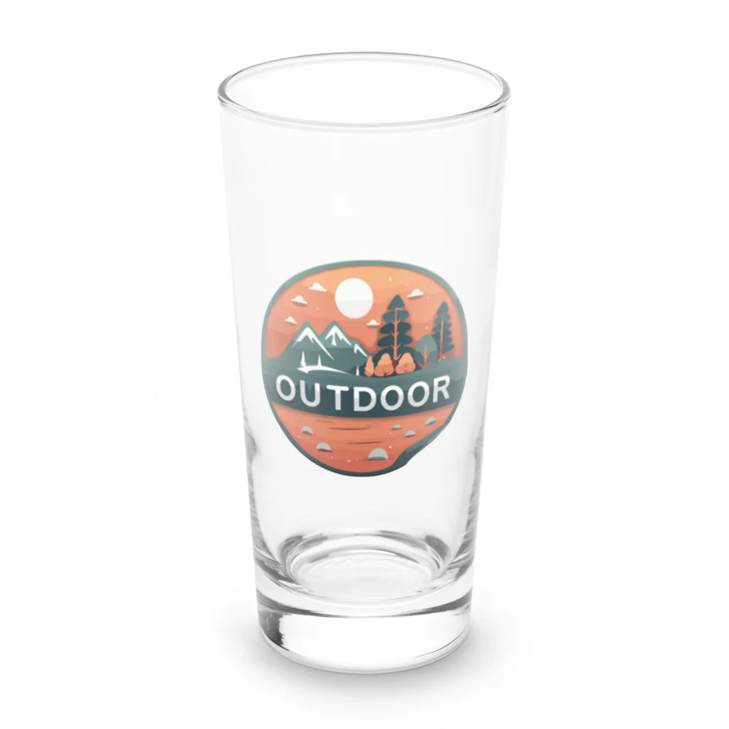 ファンシーTシャツ屋のアウトドアーワッペン夕日 Long Sized Water Glass :front