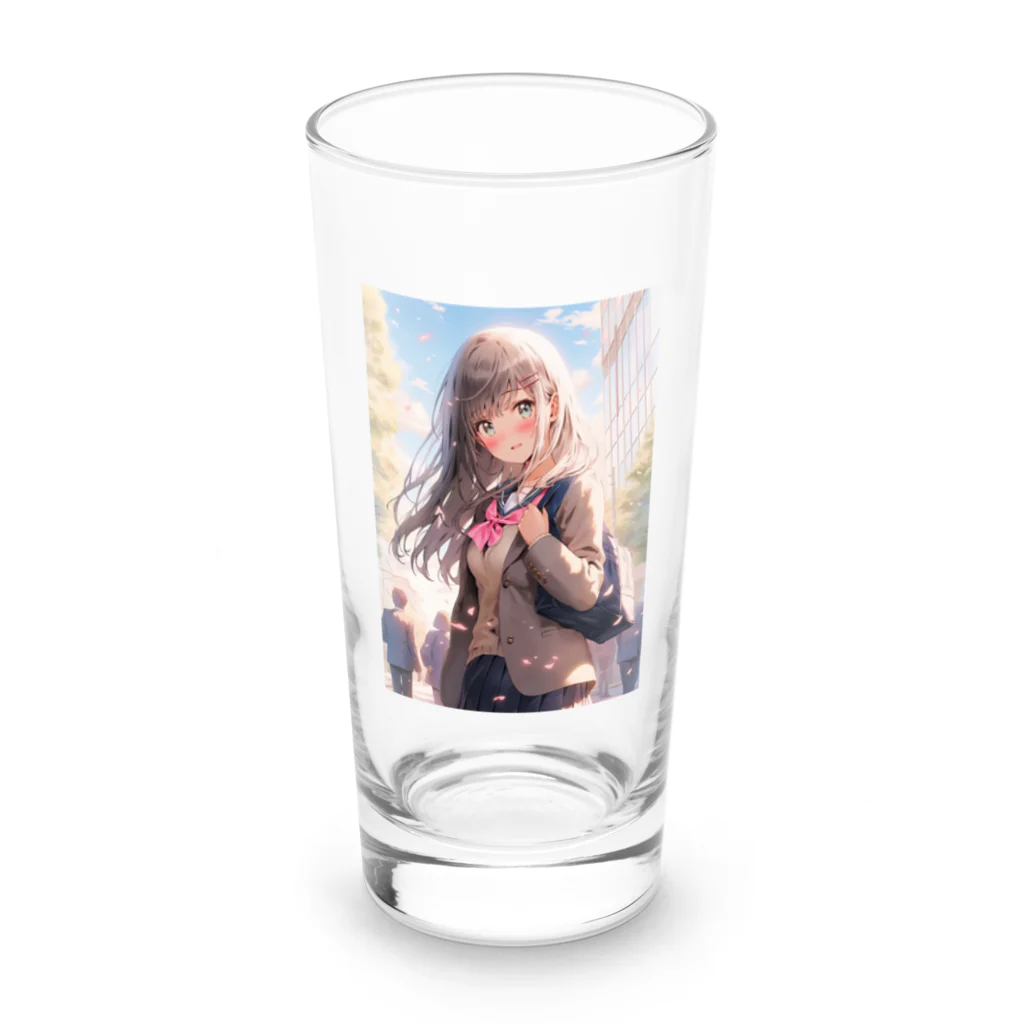 シロクマペンギンのブレザーセーラー服ミックス制服の女の子 Long Sized Water Glass :front