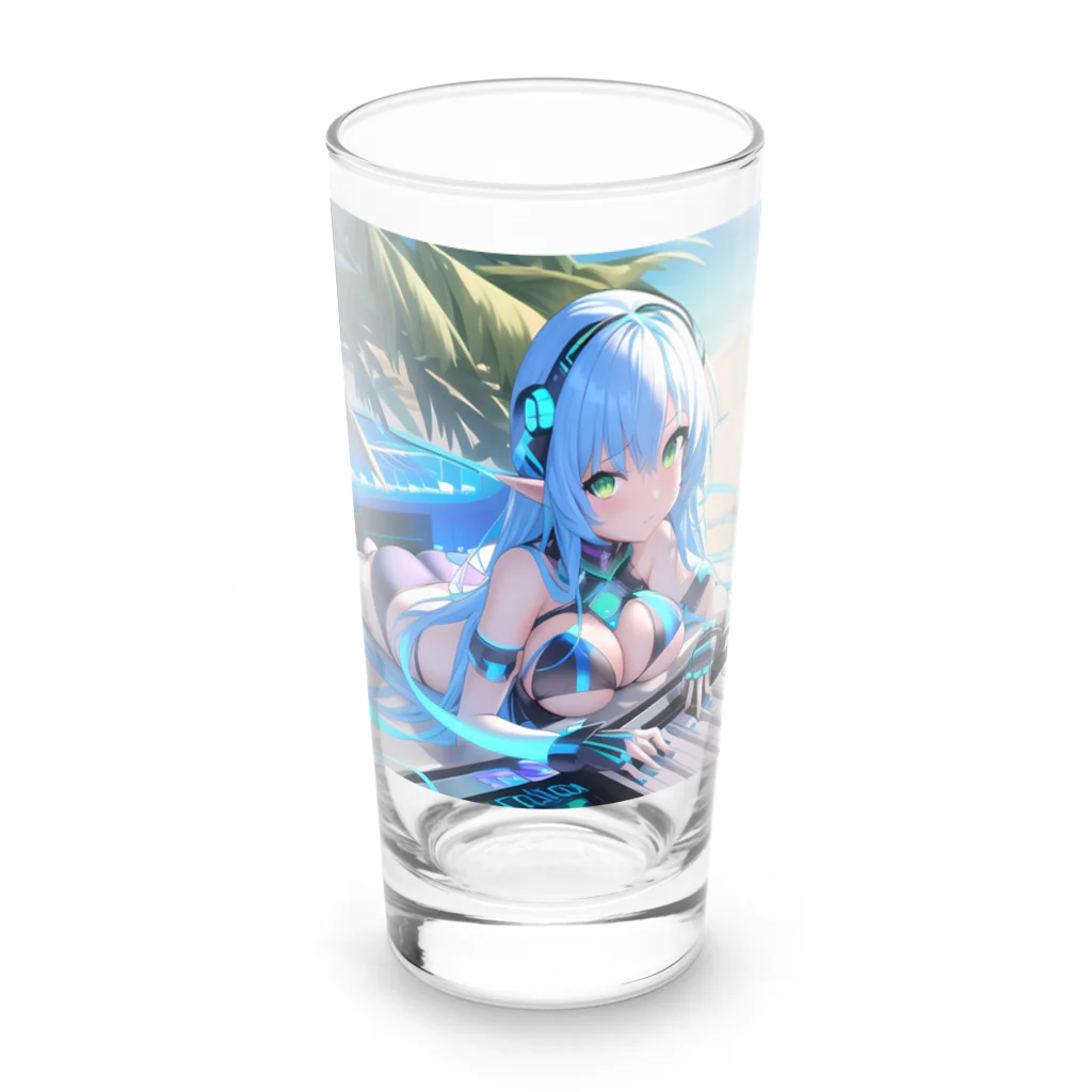 シロクマペンギンのエルフのサイバーピアニストの夏休み Long Sized Water Glass :front