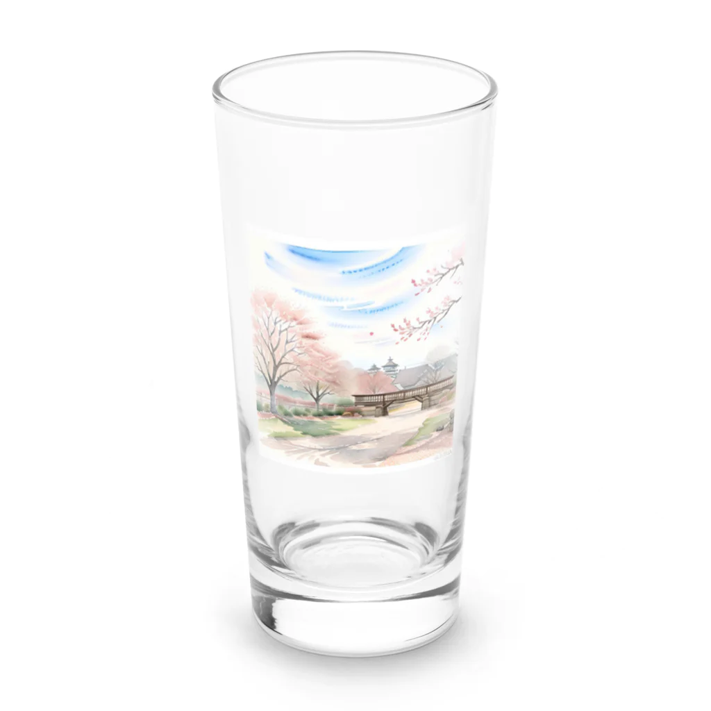 あかいはちの春の桜満開 Long Sized Water Glass :front