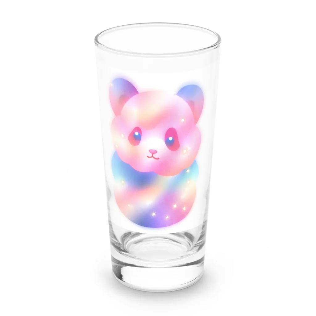 ゆめかわSHOPの（パンダ）ふわふわわたあめ動物園 Long Sized Water Glass :front