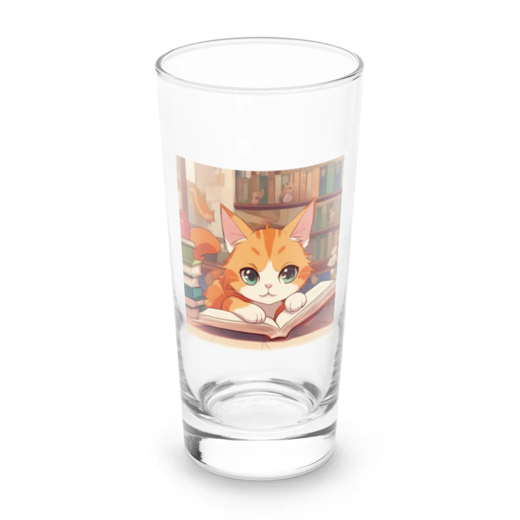 星パンダショップのほんよみかんねこ Long Sized Water Glass :front