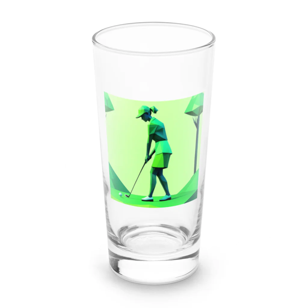 田舎老人只爺のゴルフしている美人 Long Sized Water Glass :front