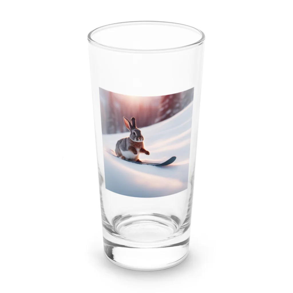 peinto888のスキーうさちゃん Long Sized Water Glass :front