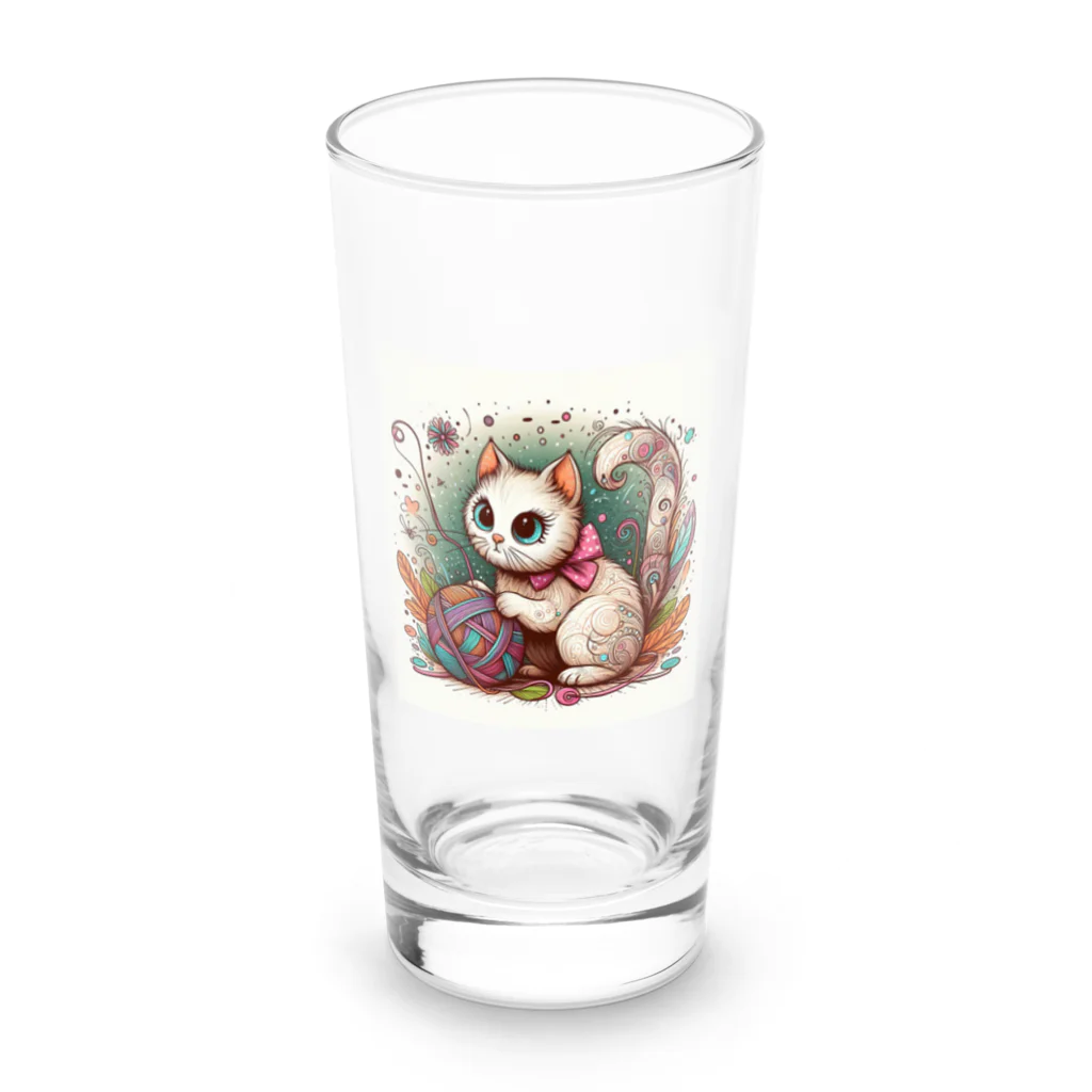 星パンダショップのふわふわ毛玉ねこ Long Sized Water Glass :front