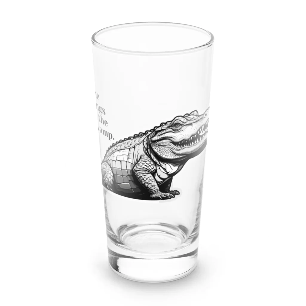 ファンシーTシャツ屋のワイルドアリゲーター Long Sized Water Glass :front