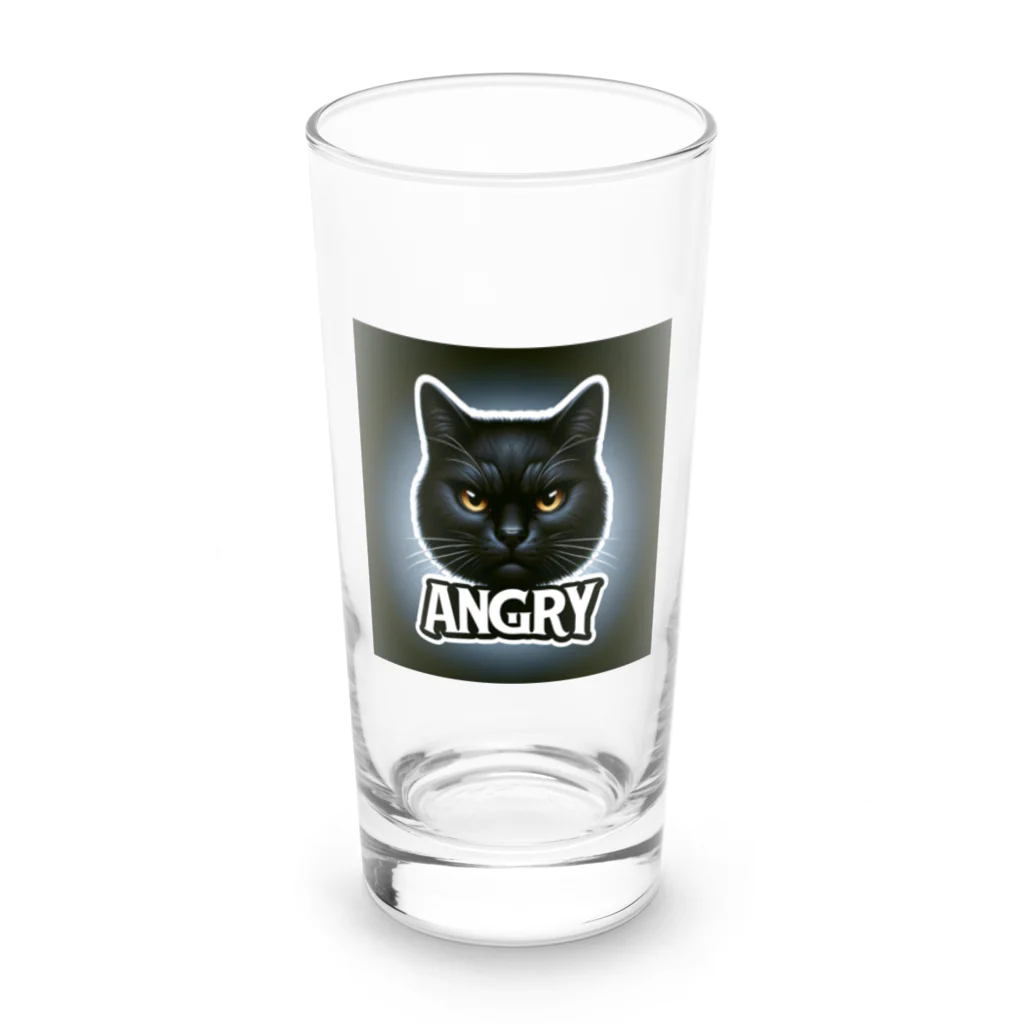 same_sharkのアングリー黒猫シリーズ Long Sized Water Glass :front