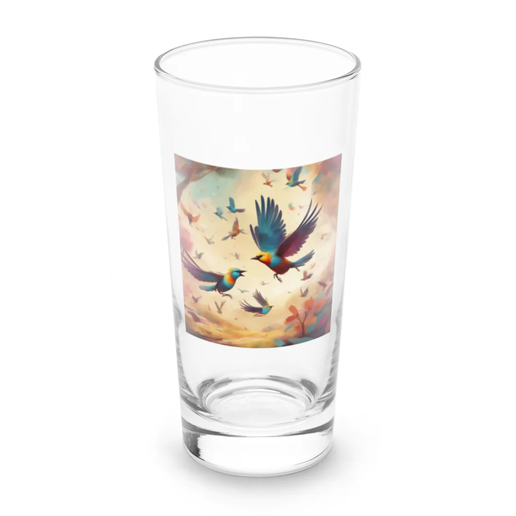 にくまるショップの賑鳥 Long Sized Water Glass :front